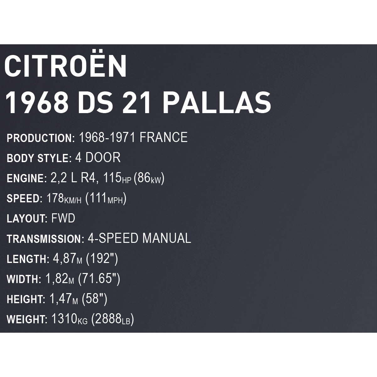COBI 1968 Citroën DS 21 Pallas: Set #24348