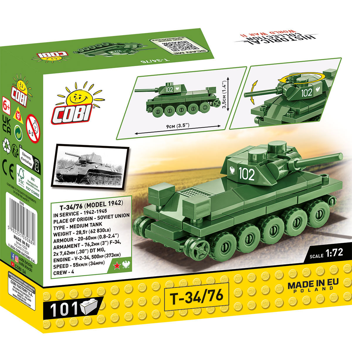 Tanque COBI T-34/76 Escala 1:72: Set n.° 3088