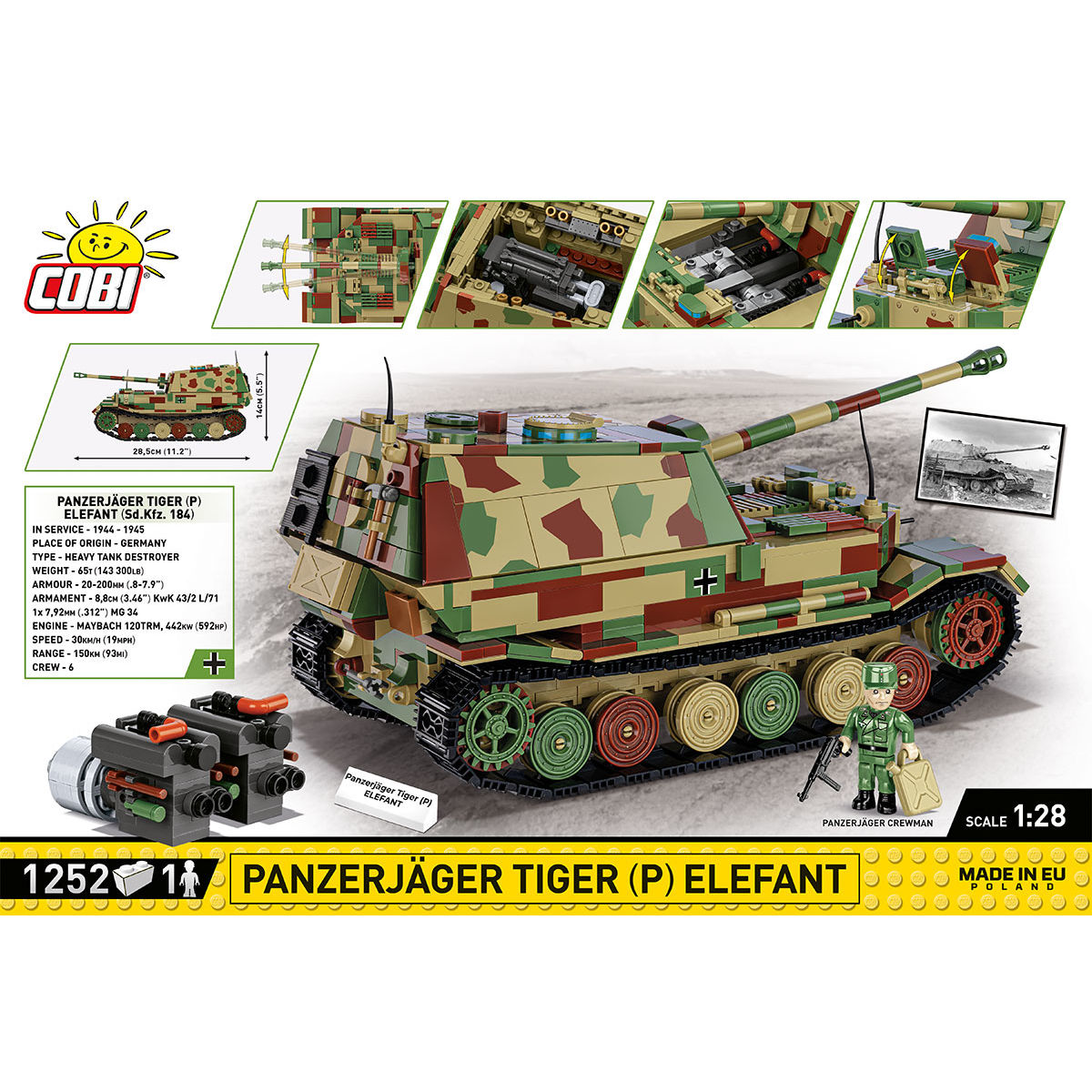 COBI PanzerJager Tiger (P) Elefant Tank Destroyer : Set #2582