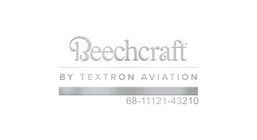 Logotipo de Beechcraft by Textron Aviation en gris sobre un fondo blanco, con el número de teléfono 68-11121-43210 debajo.