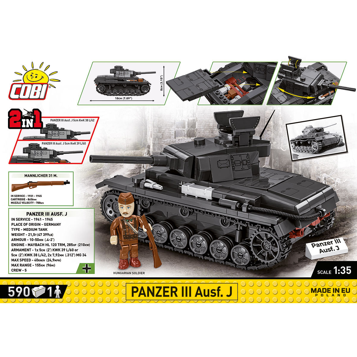 COBI Panzer III Ausf. J Tank : Set #2289
