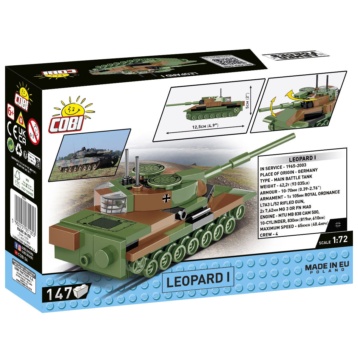 COBI Leopard I Tank 1:72 Scale: Set #3105