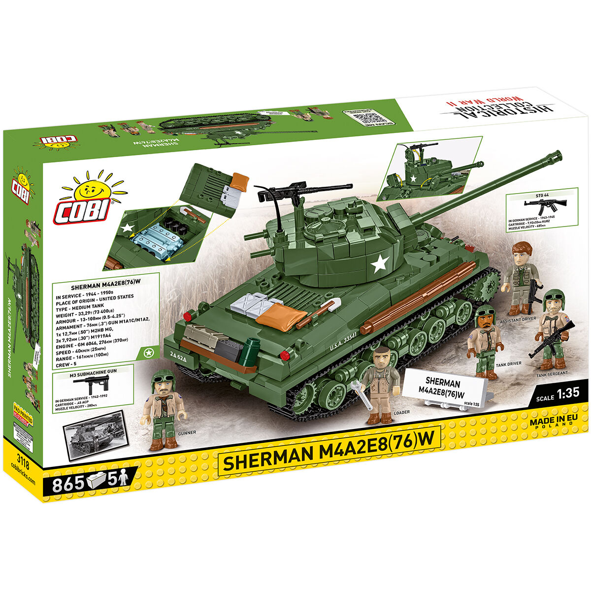 COBI Sherman M4A2E8(76)W Tank : Set #3118