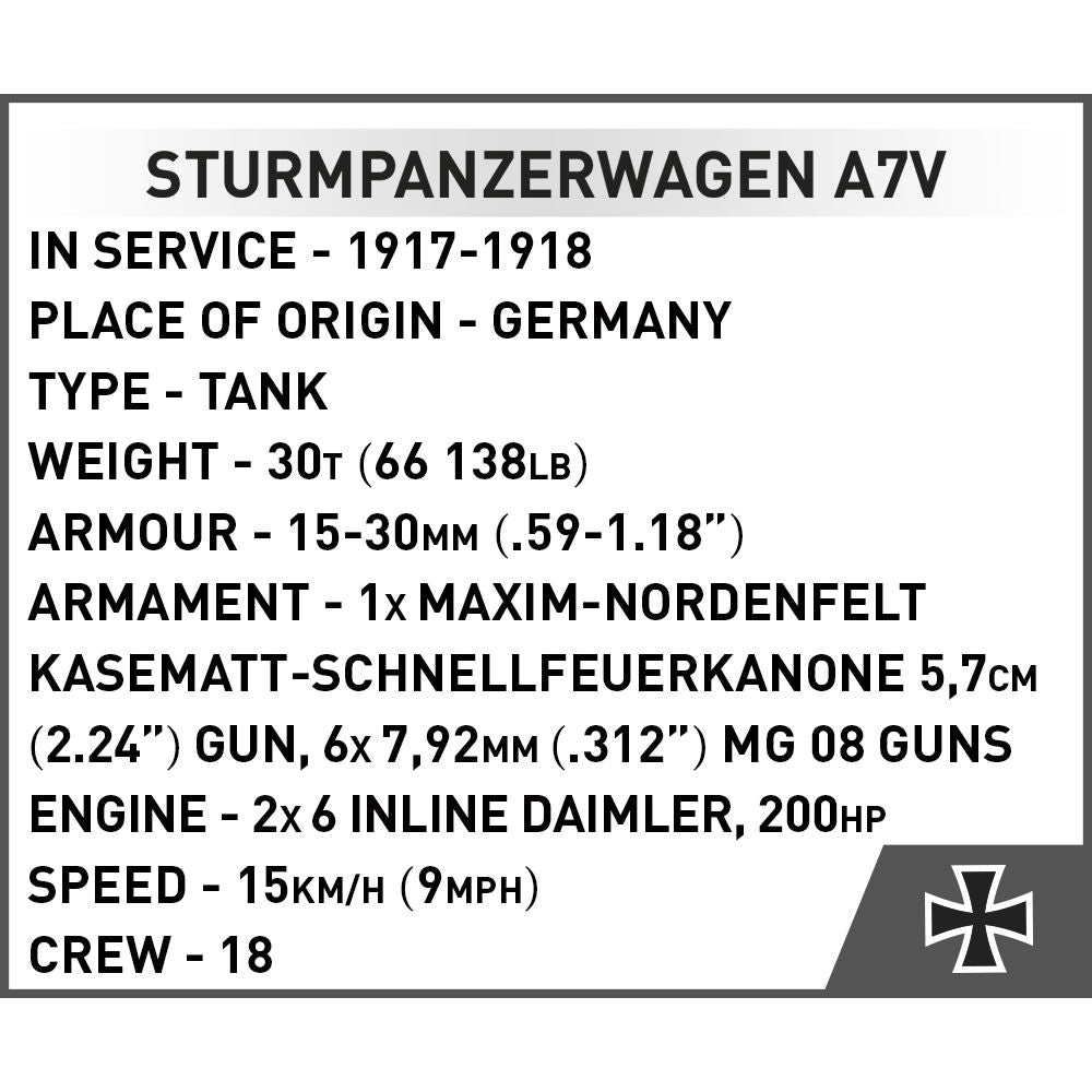 Tanque COBI SturmPanzerWagen A7V Escala 1:72: Set #3094