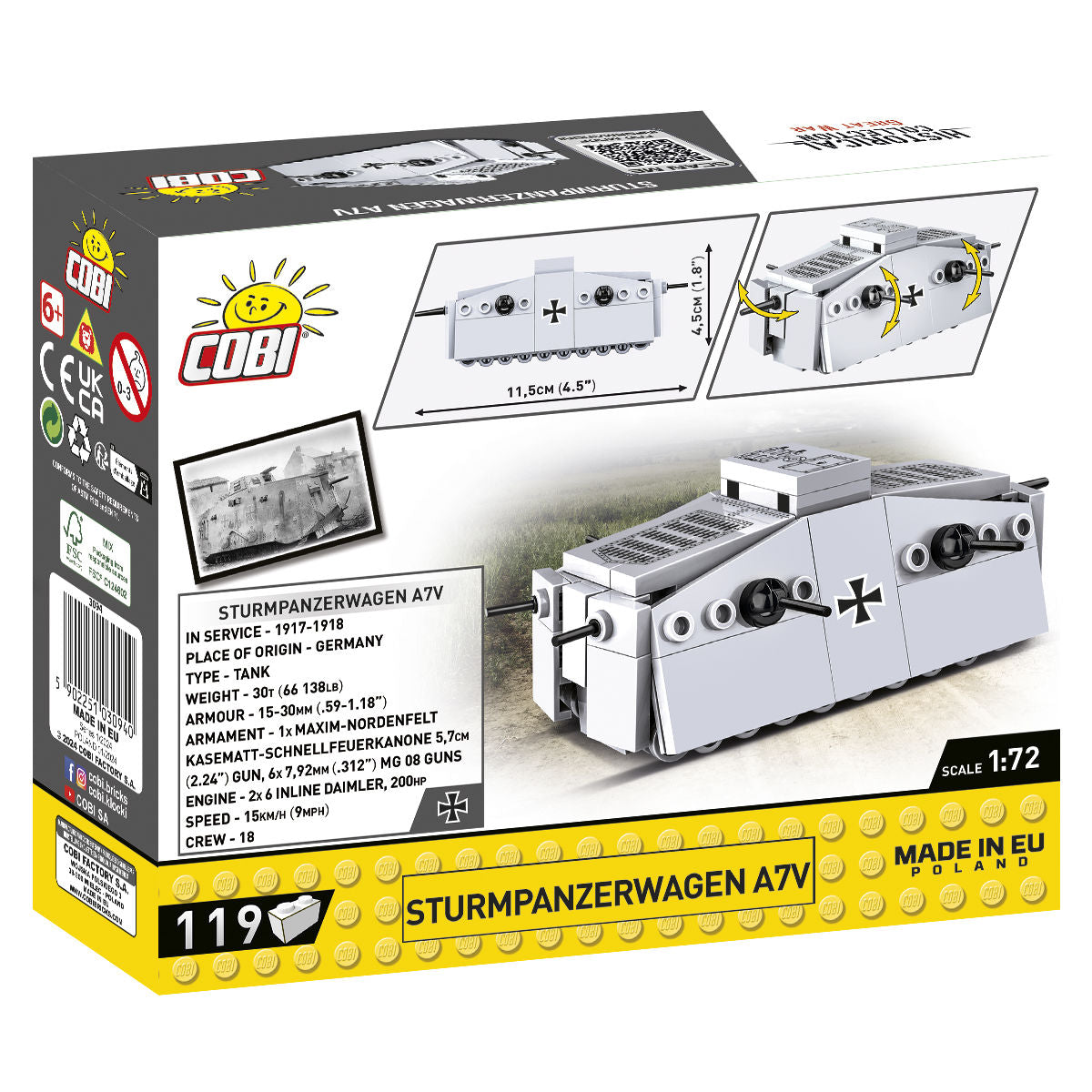 Tanque COBI SturmPanzerWagen A7V Escala 1:72: Set #3094