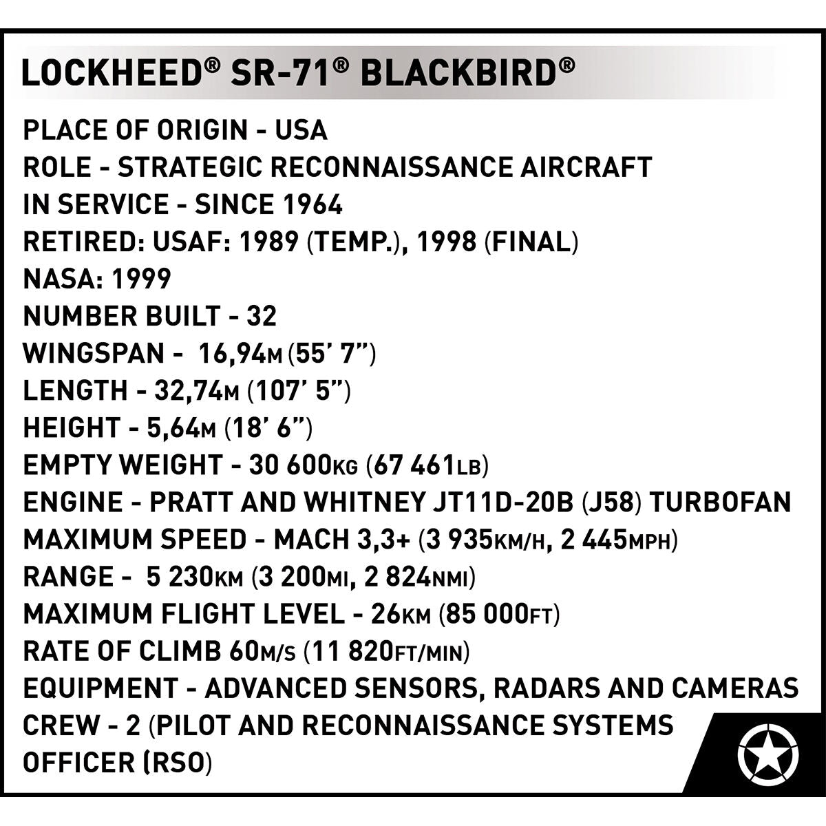 COBI Lockheed SR-71 Blackbird : Set #5891