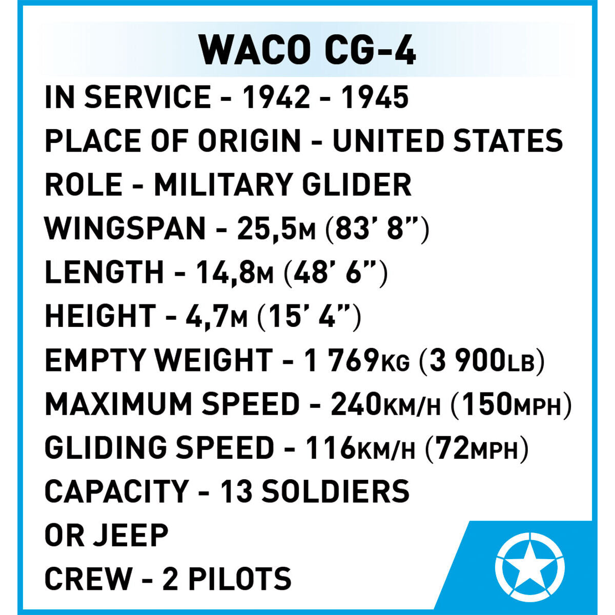 Planeador militar COBI WACO CG-4: Set n.° 5755