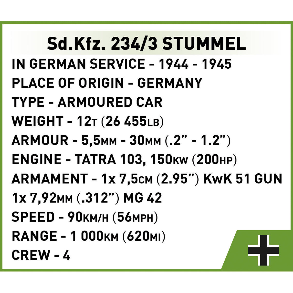 COBI Sd.Kfz. 234/3 Stummel Armored Vehicle : Set #2288