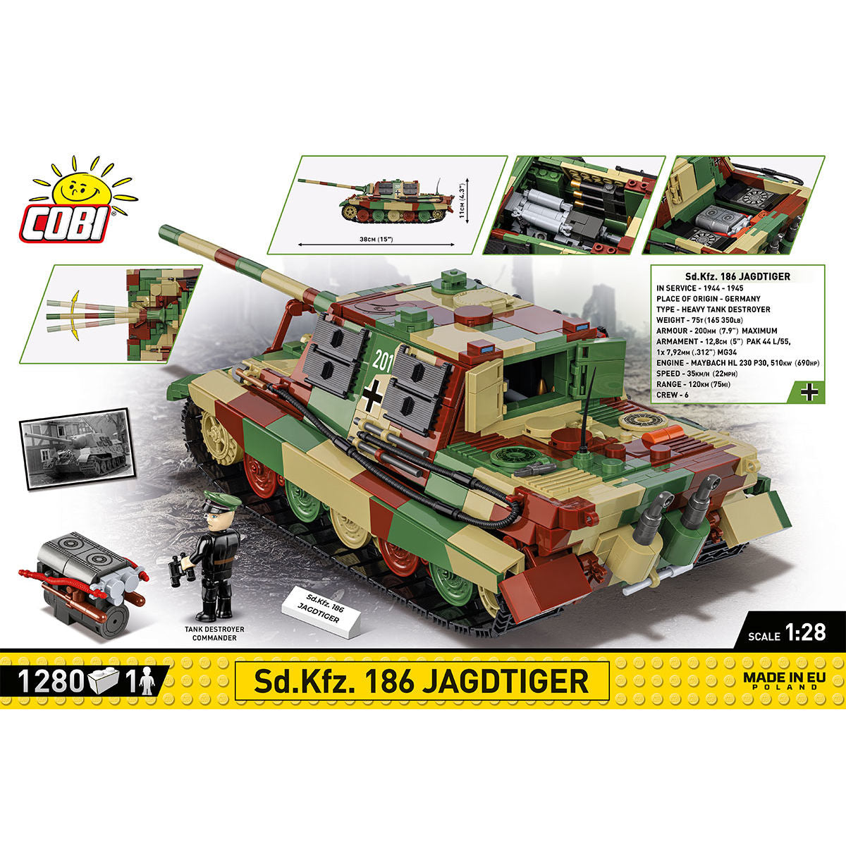 COBI PanzerJäger Tiger Heavy Tank Destroyer : Set #2580