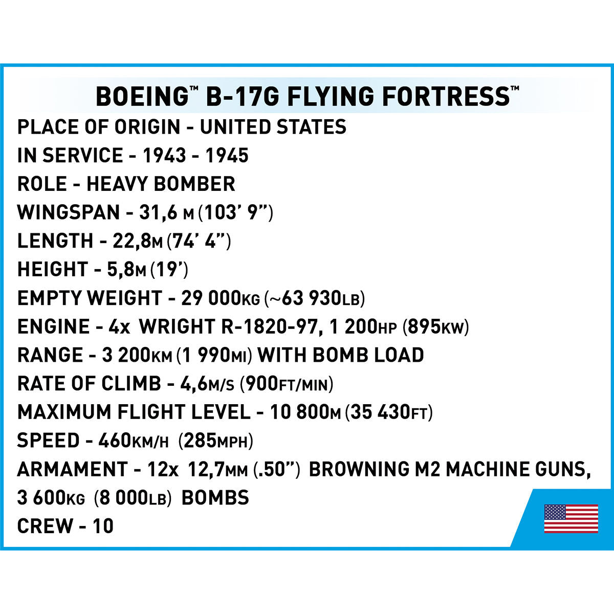 Bombardero COBI Boeing B-17G Flying Fortress: Set n.° 5750