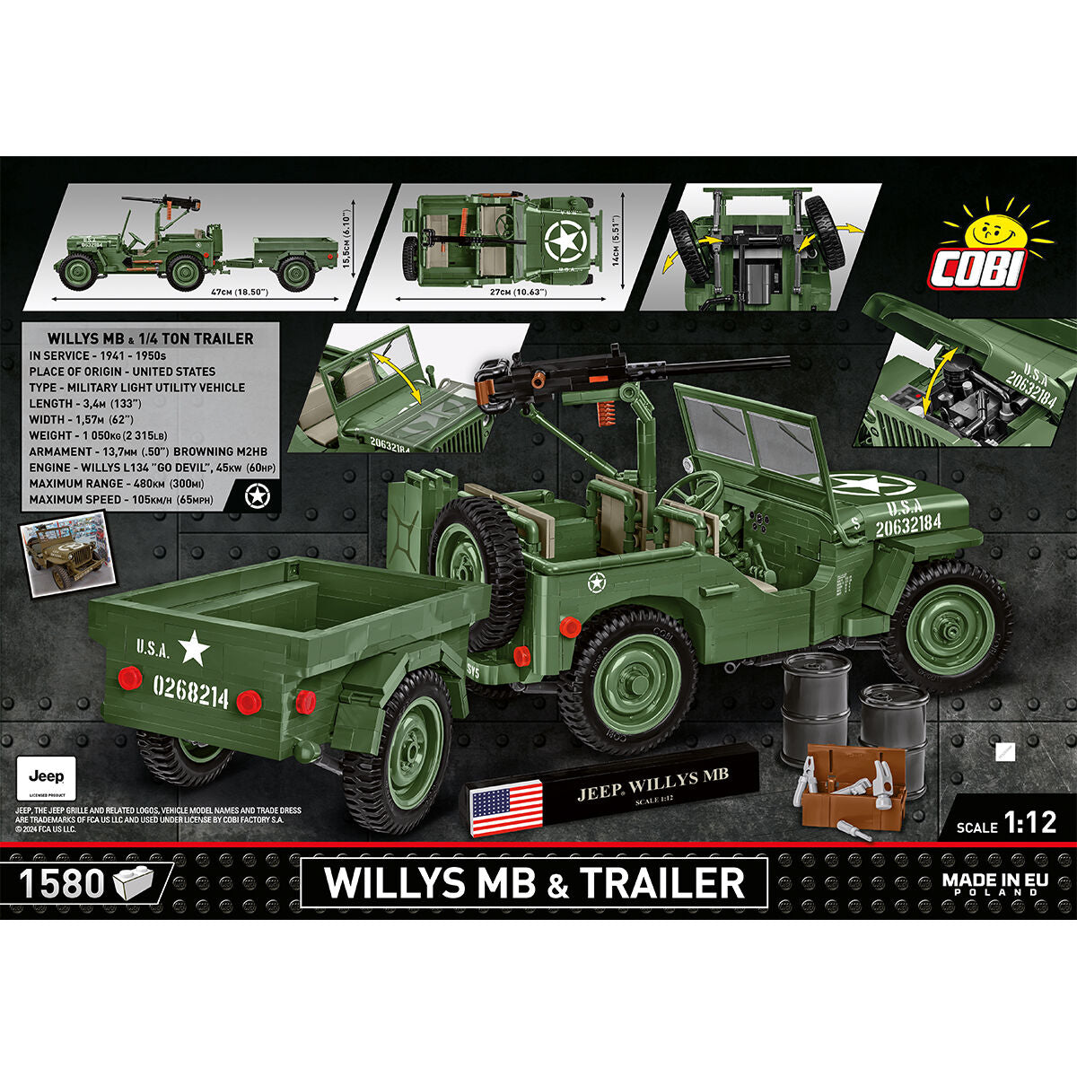 COBI EXECUTIVE EDITION JEEP Willys MB & Trailer: Set #2804