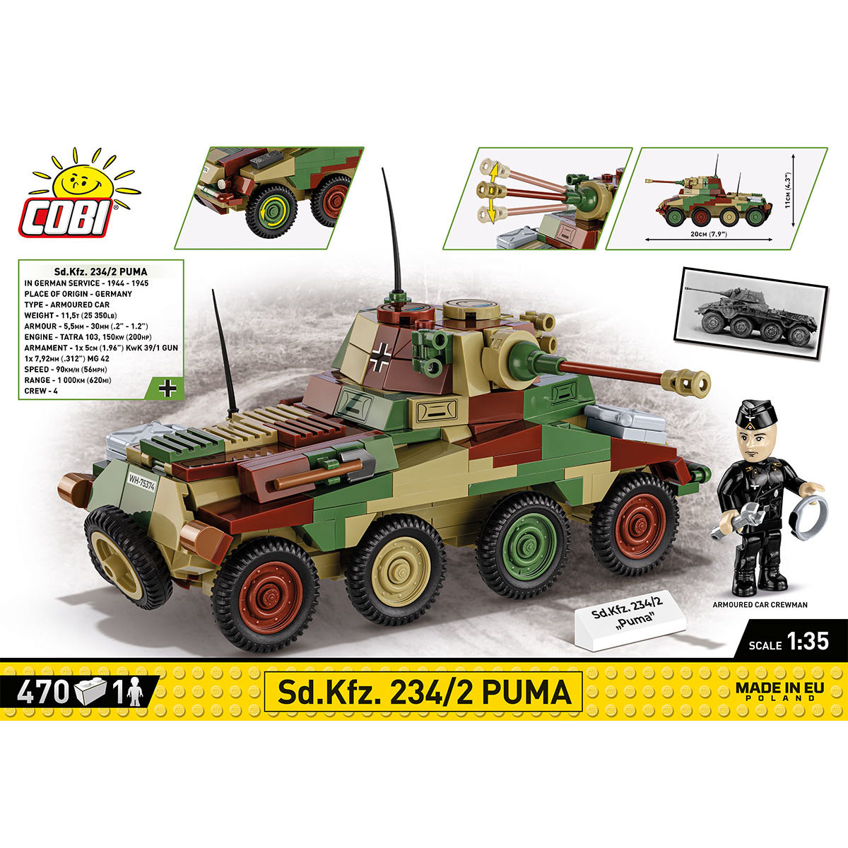 COBI Sd.Kfz. 234/2 PUMA Armored Vehicle : Set #2287