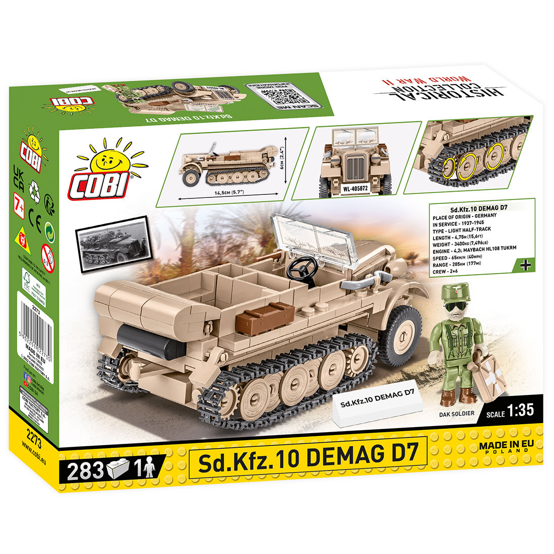 COBI Sd.Kfz. 10 Demag D7: Conjunto n.° 2273
