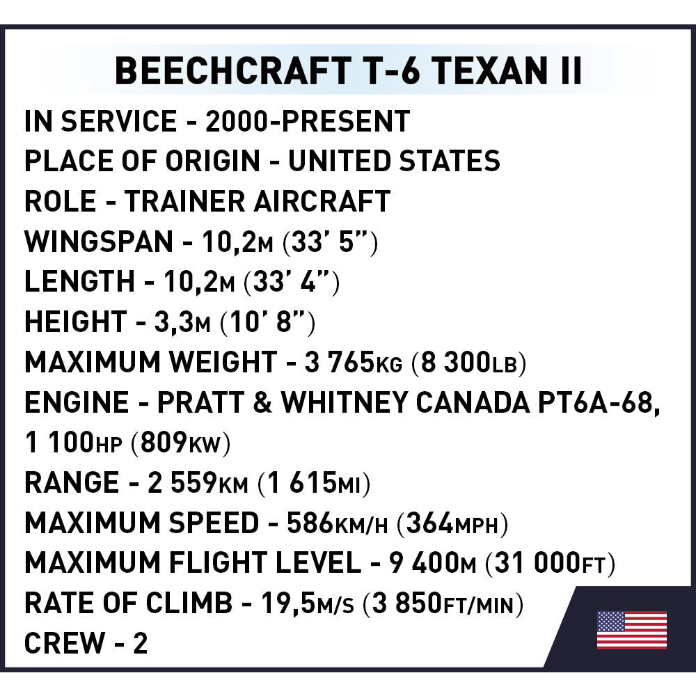 COBI Beechcraft T-6 Texan II Turbohélice Rojo/Blanco: Conjunto n.° 26625