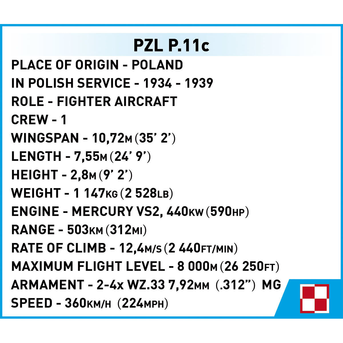 COBI PZL P.11c Fighter Plane : Set #5742