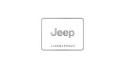 Una placa rectangular plateada con esquinas redondeadas que muestra el logotipo de Jeep y las palabras «PRODUCTO CON LICENCIA»