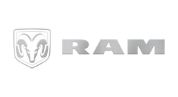 Emblema y logotipo de RAM con acabado metálico plateado cepillado